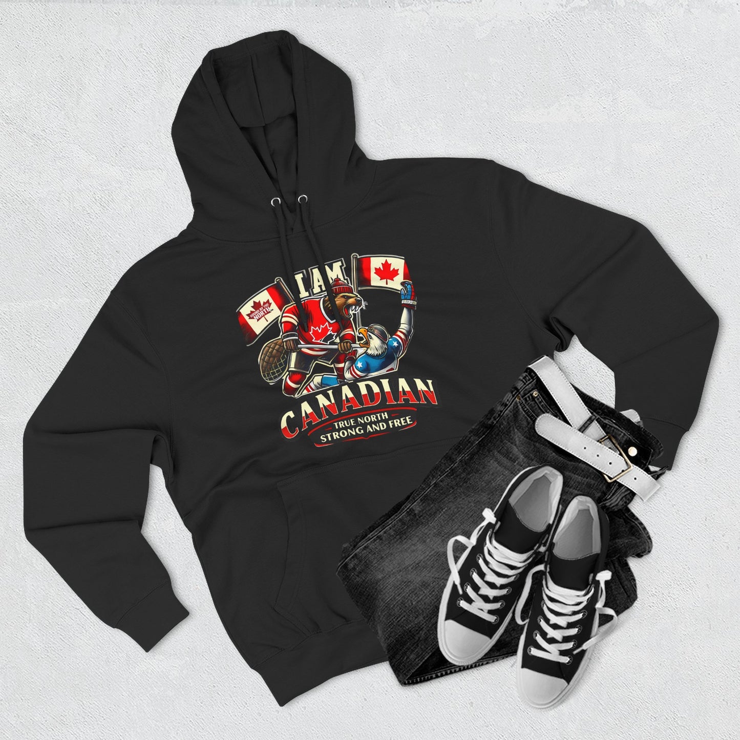 Proudly Canadian Fleece Hoodie - 'I Am Canadian' Design