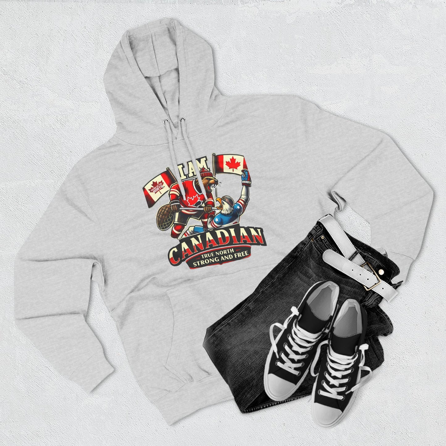 Proudly Canadian Fleece Hoodie - 'I Am Canadian' Design